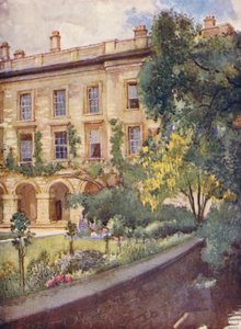 Magdalen College Nové budovy přiléhající k Magdalenským hájům (barevná litografie)