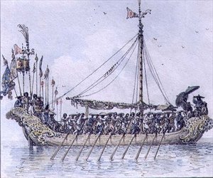 Čínská galéra (akvarel) od William Alexander