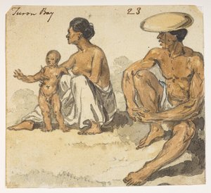 f.4 23 Man, woman and child of ‘Turon Bay.’  from an Album of 372 drawings of landscapes, coastlines, costumes and everyday life made during Lord Macartney