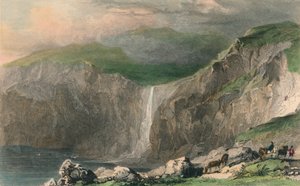 „Vodopád a kamenný lom, poblíž Boscastle“, 1832 od William Alexander Le Petit
