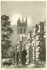 Magdalenský most a věž Magdalen College od William Alfred Delamotte