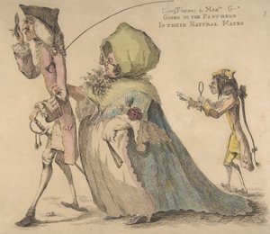 Long Thomas a Mad-le G-d jdou do Pantheonu ve svých přirozených maskách, 1. května 1773. od William Austin