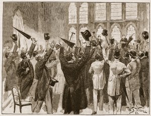 Setkání Jingoes v Guildhall, Londýn, 1878, ilustrace z „Cassell