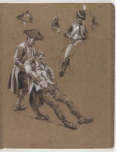 Studie k olejomalbě od Williama Barnse Wollena, ?Bitva u Lexingtonu 1775? od William Barnes Wollen