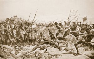 Bitva u Abu Klea, 17. ledna 1885, ilustrace z „Hutchinsonových dějin národů“, kolem roku 1910 od William Barnes Wollen