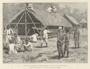 Expedice Lushai, Goorkhas staví chatrč pro uložení své náhradní sady od William Barnes Wollen
