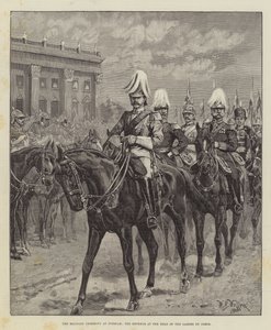 Vojenský obřad v Postupimi, císař v čele Gardes du Corps od William Barnes Wollen