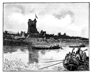 Královské turné v Irsku, návštěva hradu Ross, Killarney, 1887 od William Barnes Wollen