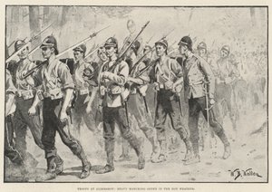 Vojska na Aldershot, těžký pochodový řád v horkém počasí od William Barnes Wollen