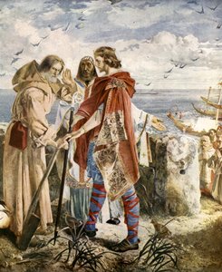 Egfrith nabízí biskupství v Hexhamu Cuthbertovi, 678 od William Bell Scott