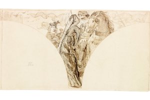Skica pro nástěnnou malbu ve Wallington Hall (tělová barva) od William Bell Scott