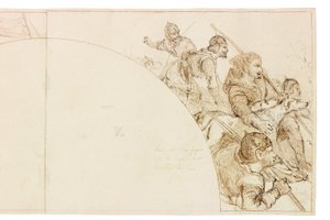 Skica pro nástěnnou malbu ve Wallington Hall (inkoust a tužka na papíře (nalepeno na kartě)) od William Bell Scott