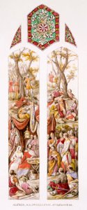Král Alfred v Athelney, Somerset, se svými následovníky, kolem roku 1880 od William Bell and Boyd, Alice Scott