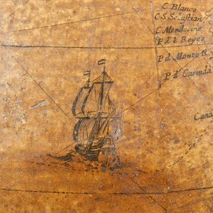 Raný anglický zemský glóbus, kolem roku 1673