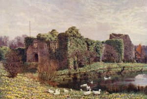 Hrad Allington (barevná litografie) od William Biscombe Gardner