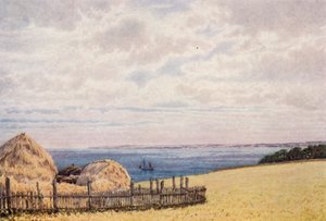 Pohled na záliv Pegwell Bay ze strany Ramsgate (barevná litografie) od William Biscombe Gardner
