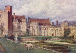 Penshurst Place z terasy (barevná litografie) od William Biscombe Gardner