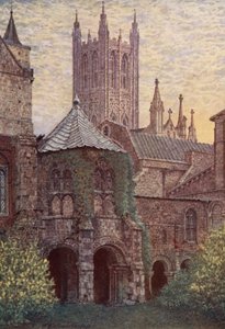 Křtitelnice, katedrála v Canterbury (barevná litografie) od William Biscombe Gardner