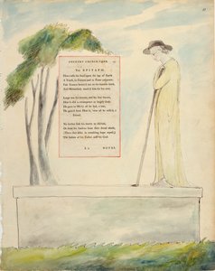 Pastýř čtecí epitaf z Elegie napsané na hřbitově z „Básně Thomase Graye“, vydané v letech 1797-98 (akvarel a černý inkoust na papíře) od William Blake