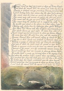 Amerika. Proroctví, deska 11, Zvuk! Zvuk! Mé hlasité válečné trubky.... od William Blake