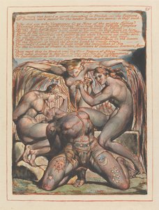 „A v Beulah bylo slyšet veliké bědování...“; závěrečná viněta ke kapitole 1 (tabule 25) od William Blake