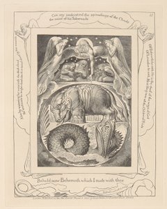 Kniha Job, deska 15, Behemoth a Leviatan od William Blake