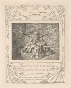 Kniha Job, deska 20, Job a jeho dcery od William Blake