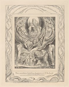 Kniha Job, deska 5, Satan vycházející z přítomnosti Páně a Jobova dobročinnost od William Blake