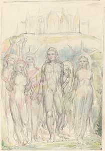 Křesťan se štítem víry, opouštějící své společníky od William Blake