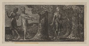 Colinet zesměšněná dvěma chlapci, z Thorntons Pastorals of Virgil, 1821. od William Blake