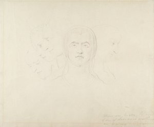 Pět vizionářských hlav žen, cca 1820 (grafit na papíře) od William Blake
