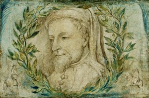 Geoffrey Chaucer, cca 1800 (tempera na plátně) od William Blake