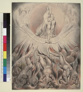 Ilustrace 7 k Miltonovu Ztracenému ráji: Vzpoura vzbouřených andělů od William Blake