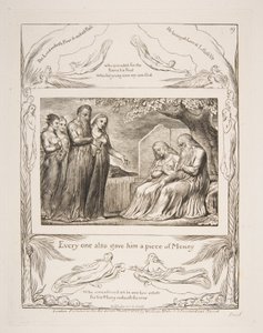 Job přijímá charitu, z ilustrací Knihy Job, 1825-26. od William Blake