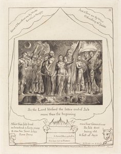 Job a jeho manželka obnoveni k prosperitě, 1825. od William Blake