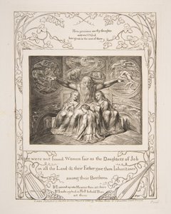Job a jeho dcery, z ilustrací Knihy Job, 1825-26. od William Blake