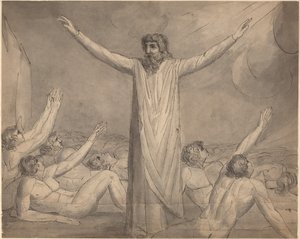 Mojžíš zastavuje mor (?) [recto] od William Blake