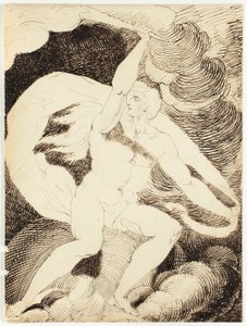 Nahá postava muže s planoucí pochodní od William Blake