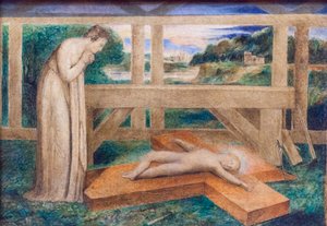 Naše paní adorující Ježíška spícího na kříži, asi 1799-1800 (tempera na plátně) od William Blake