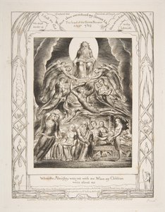 Satan před Božím trůnem, z ilustrací Knihy Job, 1825-26. od William Blake