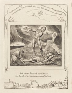 Satan Smiting Job with Boils, 1825. od William Blake
