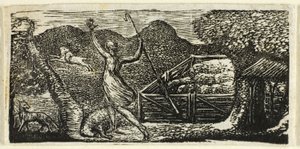 Pastýř zahání vlka z Virgilových pastýřů od William Blake