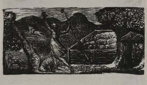 Pastýř zahání vlka z Virgilových pastýřů od William Blake