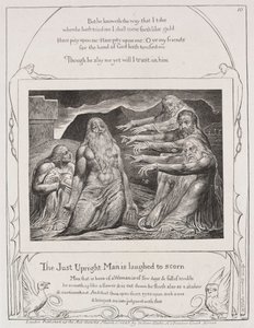 The Book of Job: Pl10, Spravedlivý bezúhonný člověk se vysmívá k pohrdání od William Blake