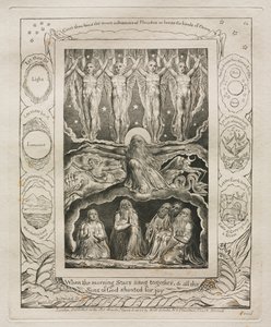 Kniha Job: Pl. 14, Když jitřní hvězdy spolu zpívaly, a všichni synové..., 1825. od William Blake