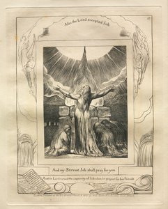 Kniha Job: Pl. 18, A můj služebník Job se za tebe bude modlit, 1825. od William Blake