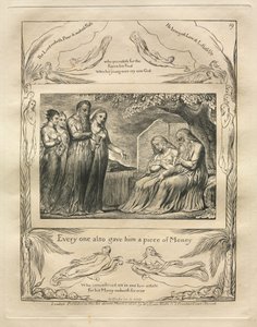 Kniha Job: Pl. 19, Každý mu také dal kus peněz, 1825. od William Blake