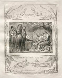 Kniha Job: Pl. 19, Každý mu také dal kus peněz, 1825. od William Blake