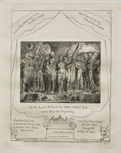 Kniha Job: Pl. 21, A tak Pán požehnal poslednímu konci Joba více než tomu roku 1825. od William Blake