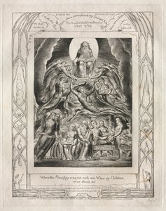 Kniha Job: Pl. 2, Když Všemohoucí byl ještě se mnou, Když mé děti..., 1825. od William Blake